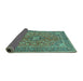 Sideview of Medallion Turquoise Traditional Rug, tr3158turq