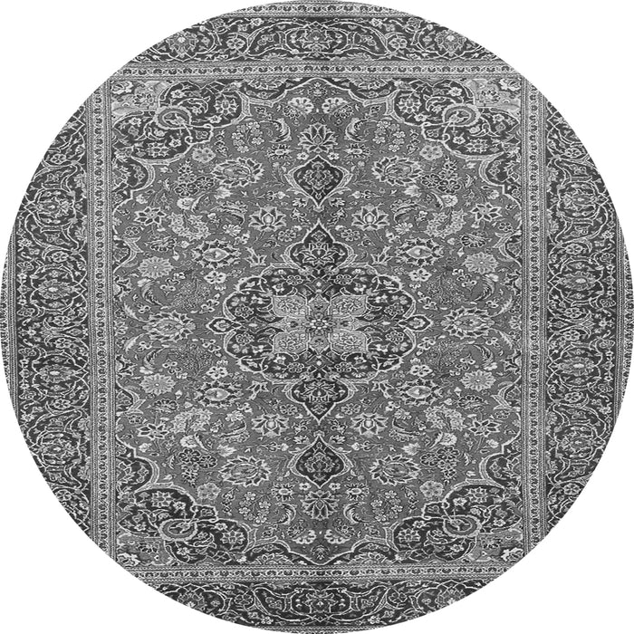 Machine Washable Medallion Gray Traditional Rug, wshtr3158gry