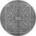 Machine Washable Medallion Gray Traditional Rug, wshtr3158gry