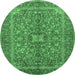 Round Medallion Emerald Green Traditional Rug, tr3158emgrn