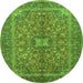 Square Medallion Green Traditional Rug, tr3158grn