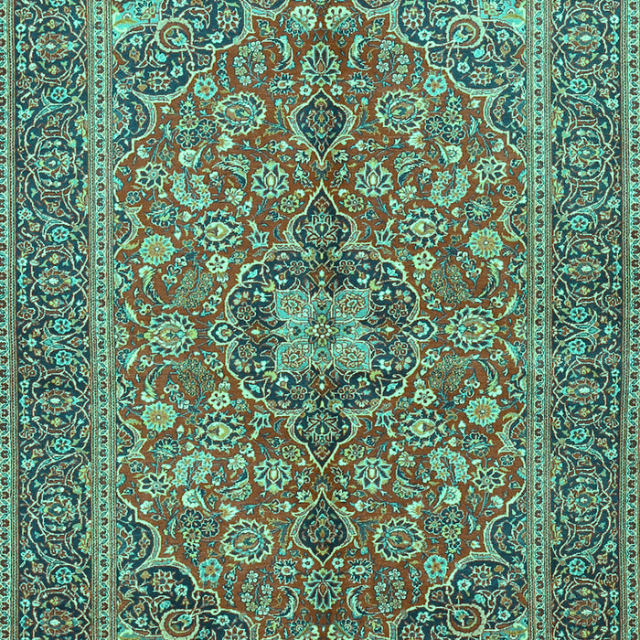 Machine Washable Medallion Turquoise Traditional Area Rugs, wshtr3158turq