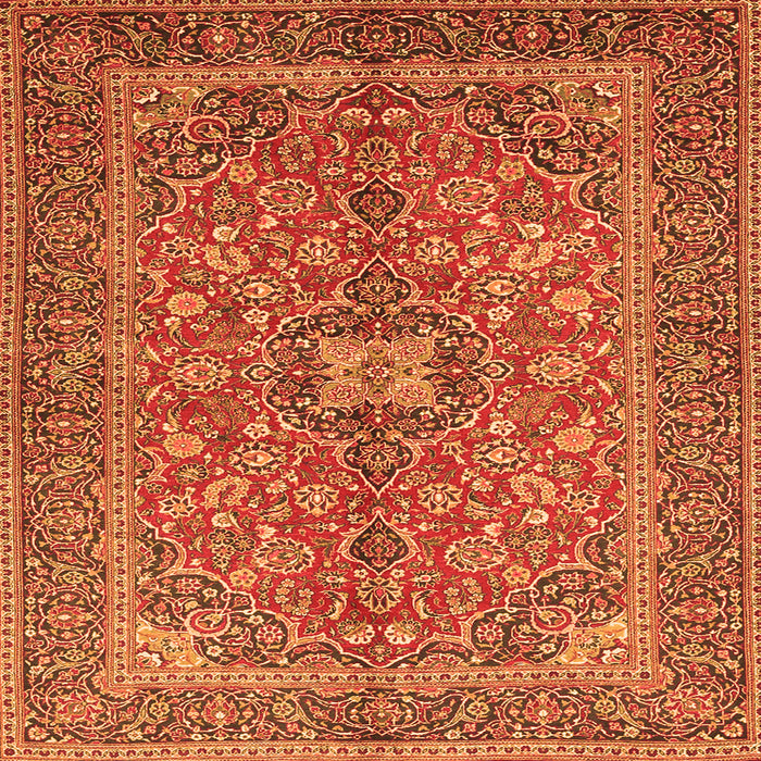 Serging Thickness of Medallion Orange Traditional Rug, tr3158org
