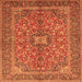 Serging Thickness of Medallion Orange Traditional Rug, tr3158org