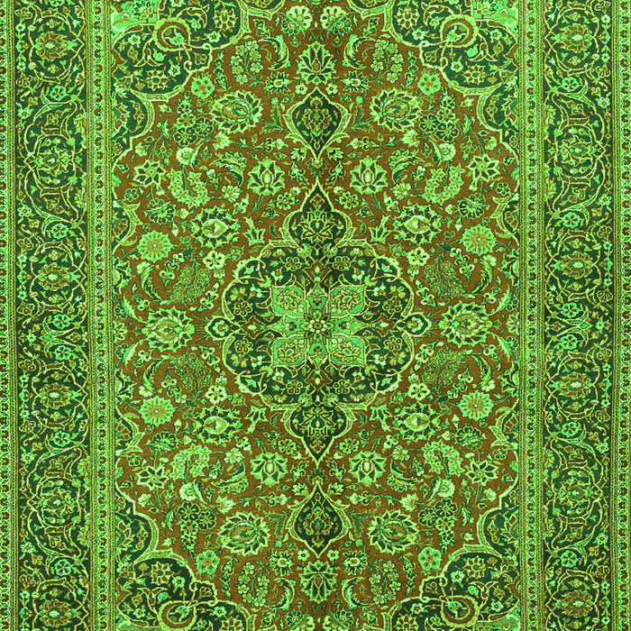 Serging Thickness of Machine Washable Medallion Green Traditional Area Rugs, wshtr3158grn
