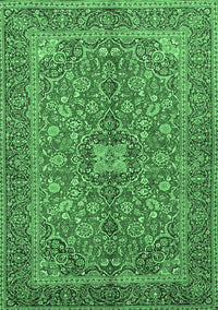 Medallion Emerald Green Traditional Rug, tr3158emgrn