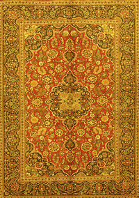 Medallion Yellow Traditional Rug, tr3158yw