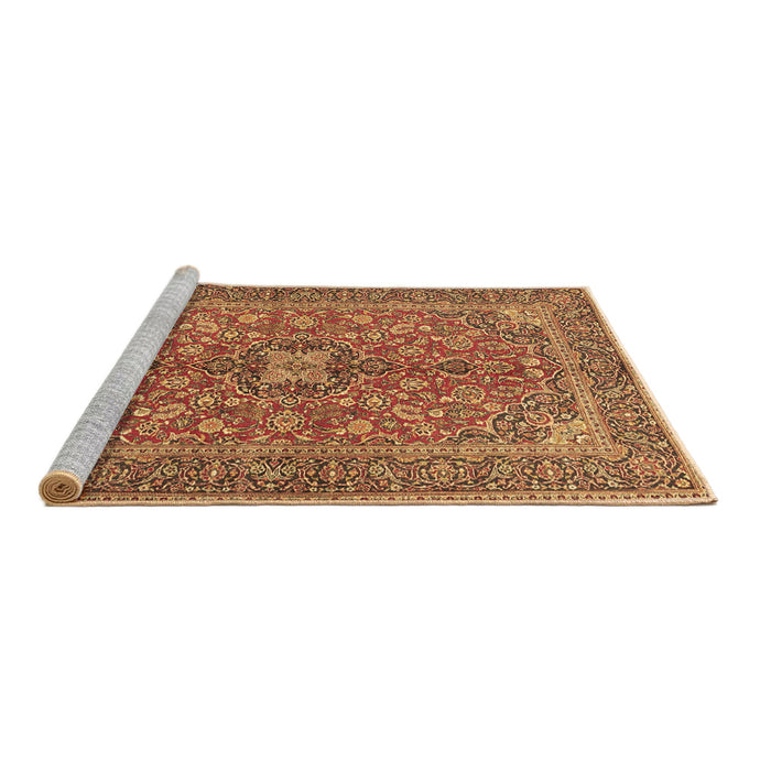 Sideview of Machine Washable Medallion Brown Traditional Rug, wshtr3158brn