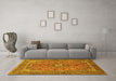 Machine Washable Medallion Yellow Traditional Rug in a Living Room, wshtr3158yw