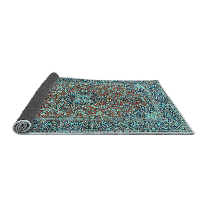 Sideview of Medallion Light Blue Traditional Rug, tr3158lblu