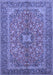 Machine Washable Medallion Blue Traditional Rug, wshtr3158blu