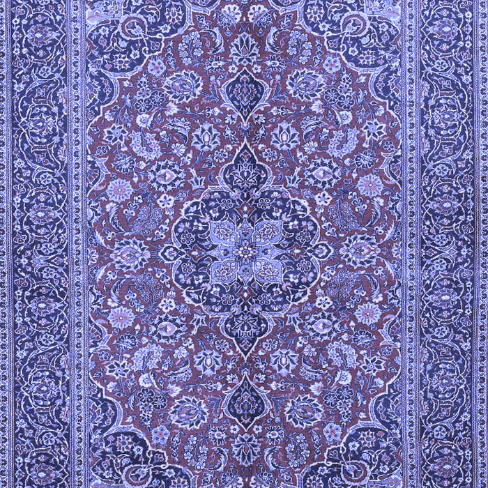 Machine Washable Medallion Blue Traditional Rug, wshtr3158blu