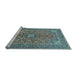 Sideview of Machine Washable Medallion Light Blue Traditional Rug, wshtr3158lblu