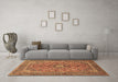 Machine Washable Medallion Brown Traditional Rug in a Living Room,, wshtr3158brn