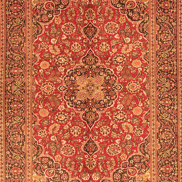 Serging Thickness of Machine Washable Medallion Orange Traditional Area Rugs, wshtr3158org