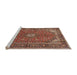 Sideview of Machine Washable Traditional Saffron Red Rug, wshtr3159