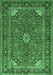 Machine Washable Persian Emerald Green Traditional Area Rugs, wshtr3159emgrn