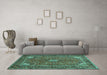 Machine Washable Persian Turquoise Traditional Area Rugs in a Living Room,, wshtr3159turq