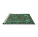 Sideview of Machine Washable Persian Turquoise Traditional Area Rugs, wshtr3159turq