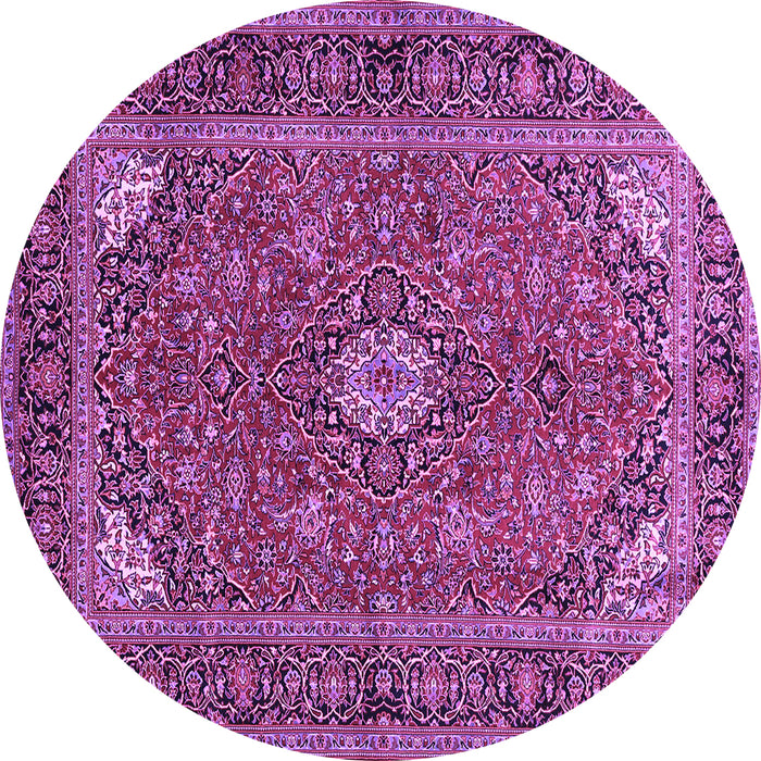 Round Machine Washable Persian Purple Traditional Area Rugs, wshtr3159pur