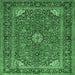 Square Machine Washable Persian Emerald Green Traditional Area Rugs, wshtr3159emgrn