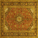 Square Machine Washable Persian Yellow Traditional Rug, wshtr3159yw