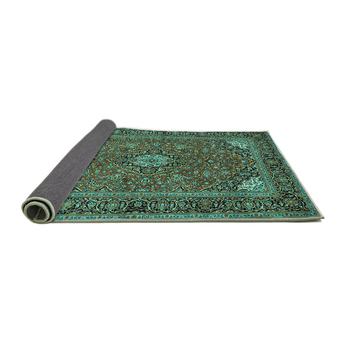 Sideview of Persian Turquoise Traditional Rug, tr3159turq
