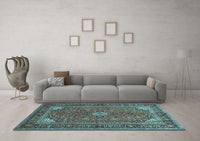 Machine Washable Persian Light Blue Traditional Rug, wshtr3159lblu