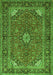 Serging Thickness of Machine Washable Persian Green Traditional Area Rugs, wshtr3159grn