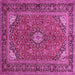 Square Machine Washable Persian Pink Traditional Rug, wshtr3159pnk