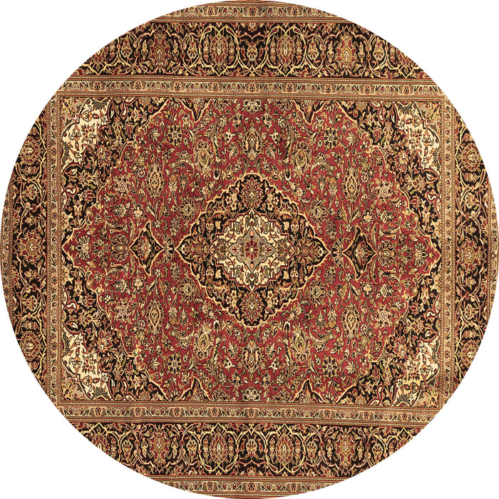 Round Machine Washable Persian Brown Traditional Rug, wshtr3159brn