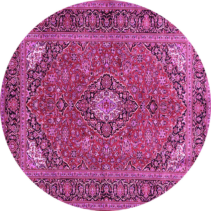 Round Machine Washable Persian Pink Traditional Rug, wshtr3159pnk