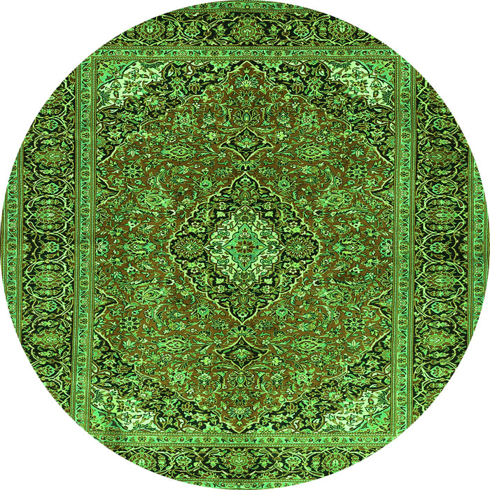Square Persian Green Traditional Rug, tr3159grn
