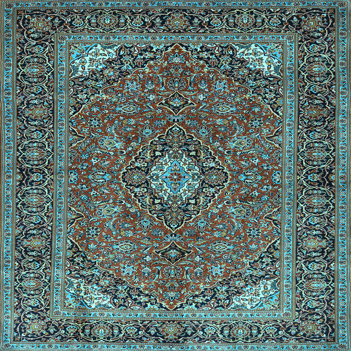 Square Machine Washable Persian Light Blue Traditional Rug, wshtr3159lblu