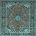 Square Machine Washable Persian Light Blue Traditional Rug, wshtr3159lblu