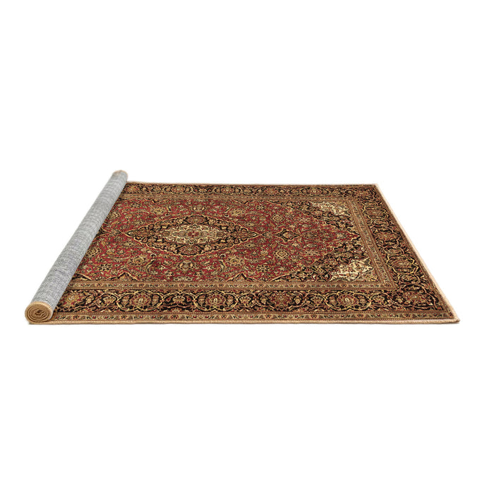 Sideview of Machine Washable Persian Brown Traditional Rug, wshtr3159brn