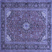 Square Machine Washable Persian Blue Traditional Rug, wshtr3159blu