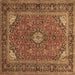 Square Machine Washable Persian Brown Traditional Rug, wshtr3159brn