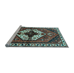 Sideview of Machine Washable Persian Light Blue Traditional Rug, wshtr315lblu