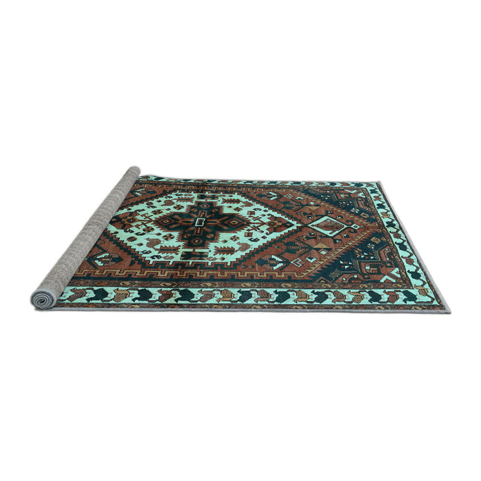 Sideview of Machine Washable Persian Light Blue Traditional Rug, wshtr315lblu