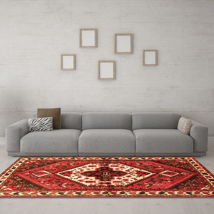 Machine Washable Persian Orange Traditional Area Rugs in a Living Room, wshtr315org