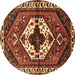 Round Persian Brown Traditional Rug, tr315brn