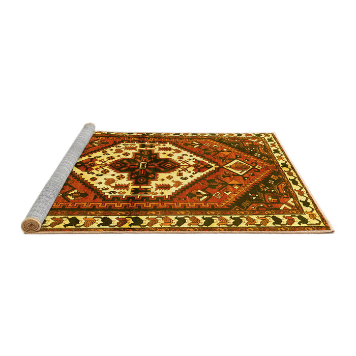 Sideview of Machine Washable Persian Yellow Traditional Rug, wshtr315yw