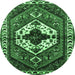 Round Persian Emerald Green Traditional Rug, tr315emgrn