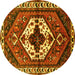 Round Persian Yellow Traditional Rug, tr315yw