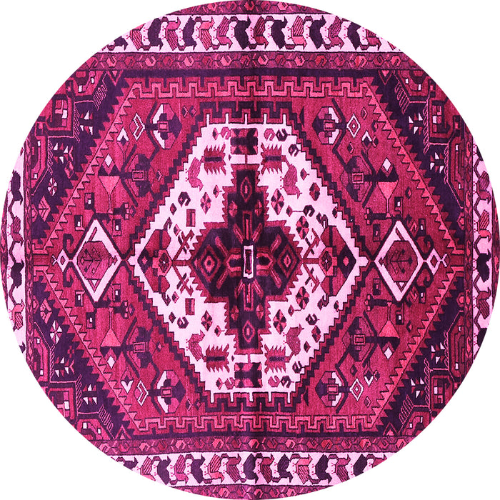 Round Machine Washable Persian Pink Traditional Rug, wshtr315pnk