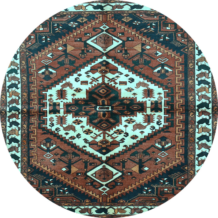 Round Machine Washable Persian Light Blue Traditional Rug, wshtr315lblu