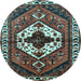 Round Machine Washable Persian Light Blue Traditional Rug, wshtr315lblu