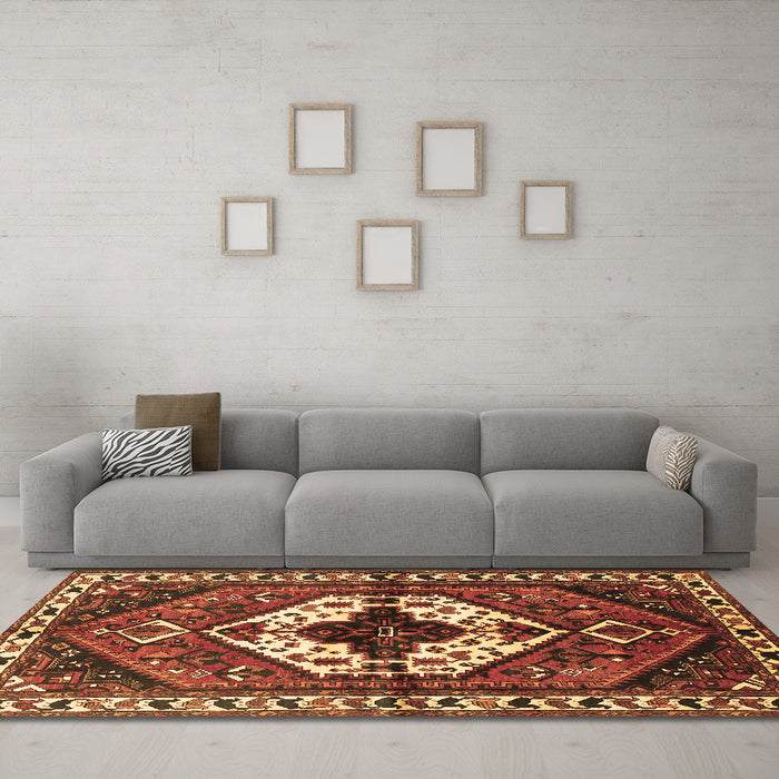 Machine Washable Persian Brown Traditional Rug in a Living Room,, wshtr315brn