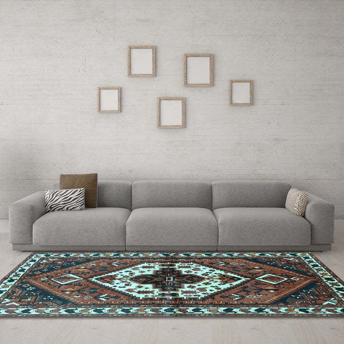 Machine Washable Persian Light Blue Traditional Rug in a Living Room, wshtr315lblu